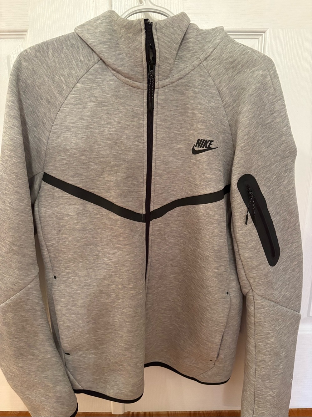 Nike Light Gray Performance Full-Zip Jacket with Black Trim